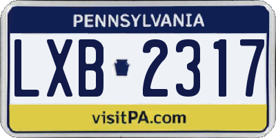PA license plate LXB2317