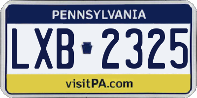 PA license plate LXB2325
