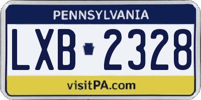 PA license plate LXB2328