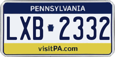 PA license plate LXB2332