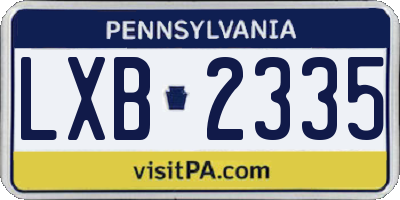 PA license plate LXB2335