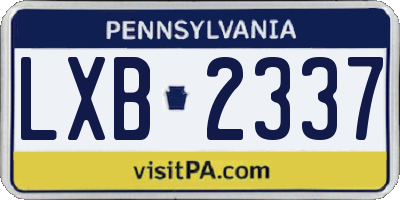 PA license plate LXB2337