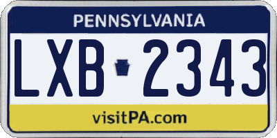 PA license plate LXB2343