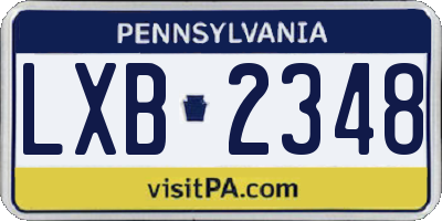 PA license plate LXB2348