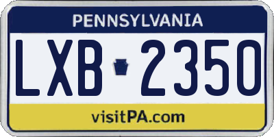 PA license plate LXB2350