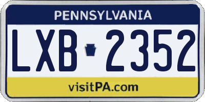 PA license plate LXB2352