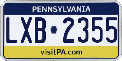 PA license plate LXB2355