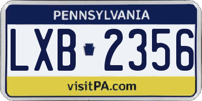 PA license plate LXB2356