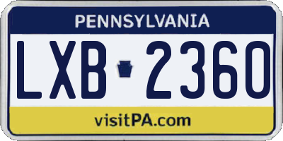 PA license plate LXB2360