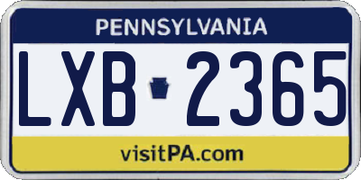 PA license plate LXB2365