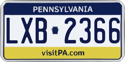 PA license plate LXB2366