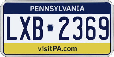 PA license plate LXB2369