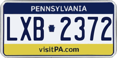 PA license plate LXB2372