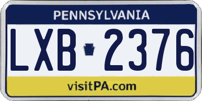 PA license plate LXB2376