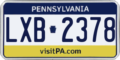 PA license plate LXB2378