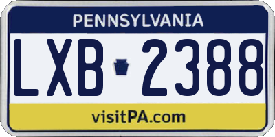 PA license plate LXB2388