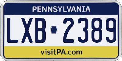 PA license plate LXB2389