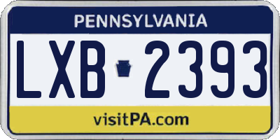 PA license plate LXB2393