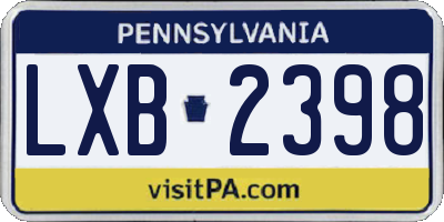 PA license plate LXB2398