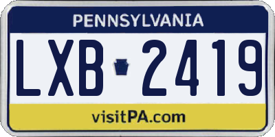 PA license plate LXB2419