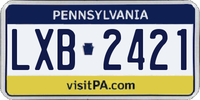PA license plate LXB2421