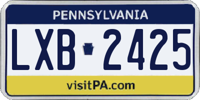 PA license plate LXB2425