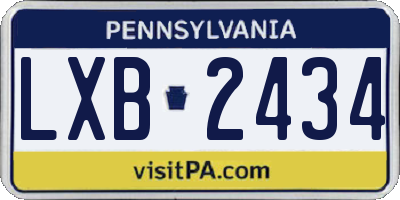 PA license plate LXB2434