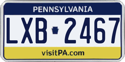 PA license plate LXB2467