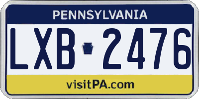 PA license plate LXB2476