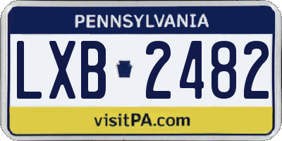 PA license plate LXB2482