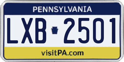 PA license plate LXB2501