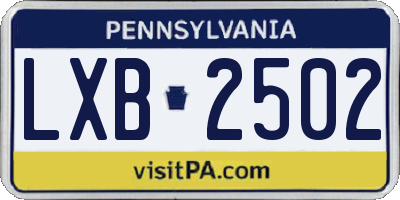 PA license plate LXB2502