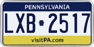 PA license plate LXB2517