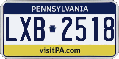 PA license plate LXB2518