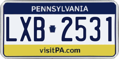 PA license plate LXB2531