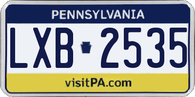 PA license plate LXB2535