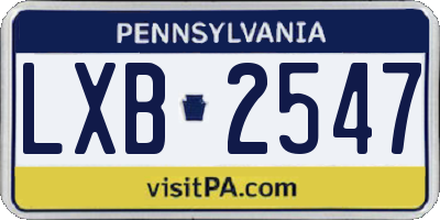 PA license plate LXB2547