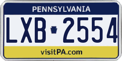 PA license plate LXB2554