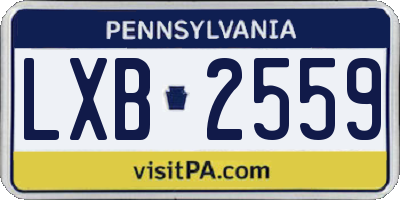 PA license plate LXB2559