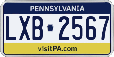 PA license plate LXB2567
