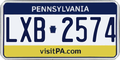 PA license plate LXB2574