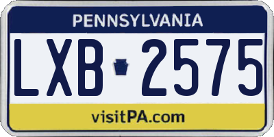 PA license plate LXB2575
