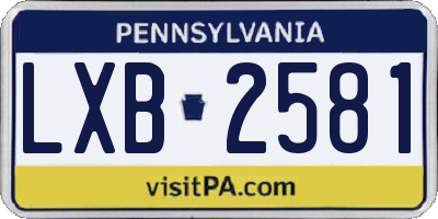 PA license plate LXB2581