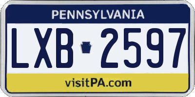 PA license plate LXB2597