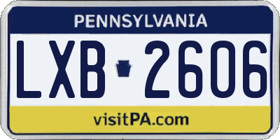 PA license plate LXB2606
