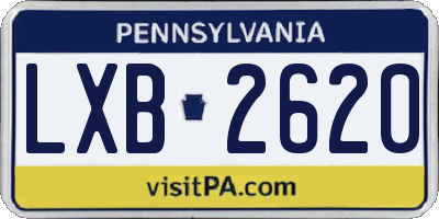 PA license plate LXB2620