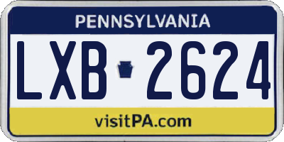 PA license plate LXB2624