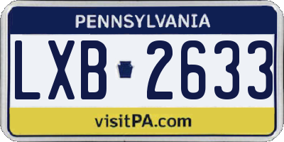 PA license plate LXB2633