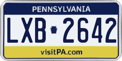 PA license plate LXB2642