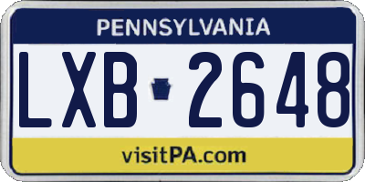 PA license plate LXB2648